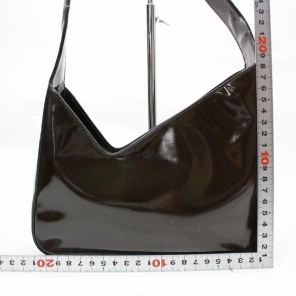 Prada Asymmetrical Brown Patent Leather Hobo Style Shoulder Bag - Picture 3 of 9